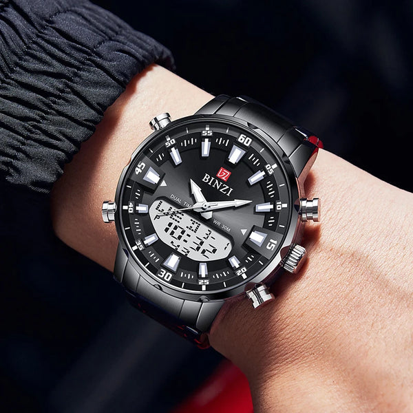 BINZI Montre Chronographe 50M étanche pour hommes