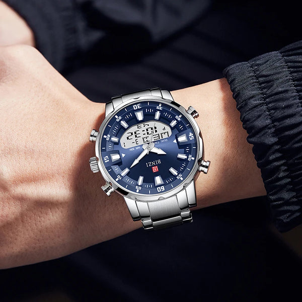 BINZI Montre Chronographe 50M étanche pour hommes