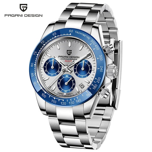 PAGANI DESIGN Montre à Quartz Étanche en Acier Inoxydable pour Homme