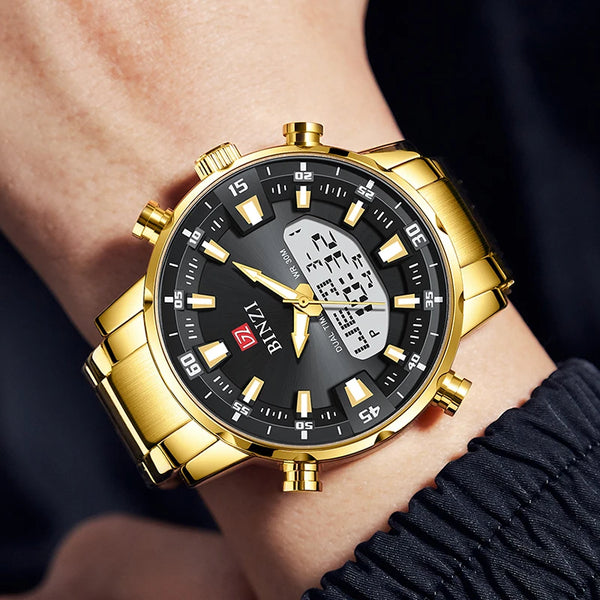 BINZI Montre Chronographe 50M étanche pour hommes