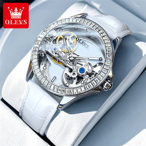 OLEVS DIAMANT montre mécanique entièrement creuse pour femmes