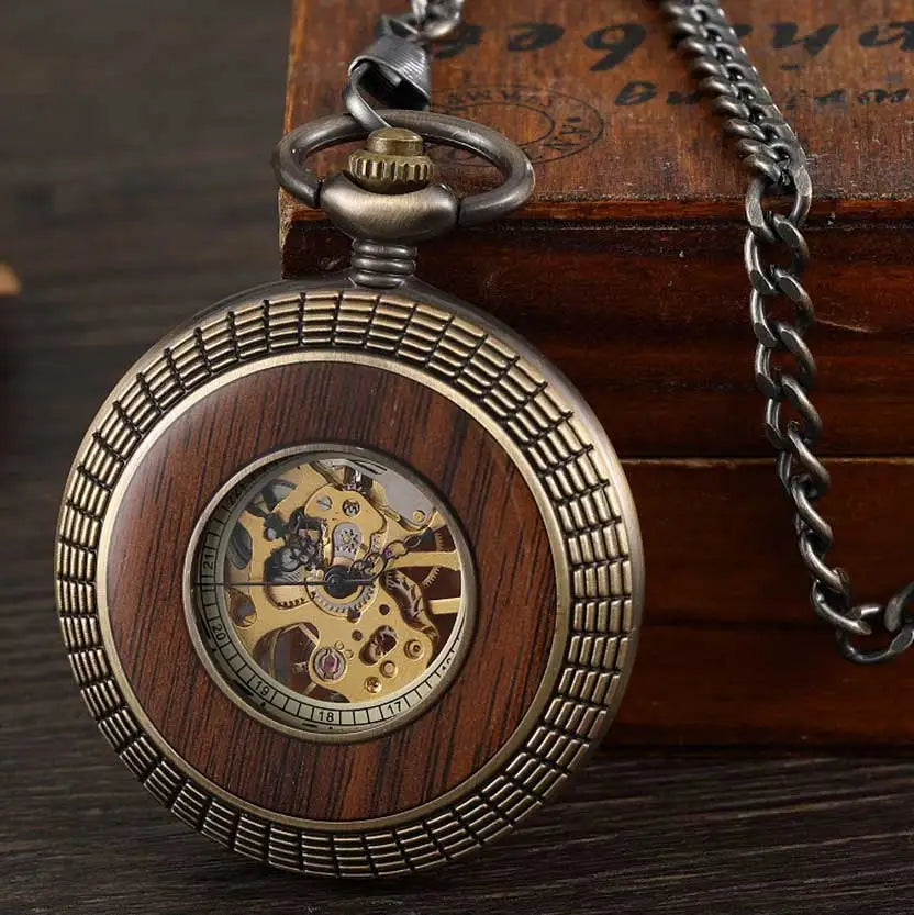 GORBEN Montre de poche mécanique en bois massif
