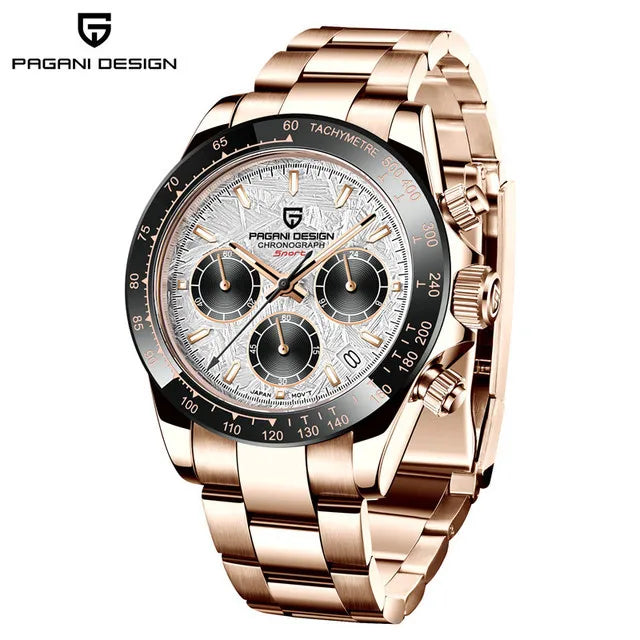 PAGANI DESIGN Montre à Quartz Étanche en Acier Inoxydable pour Homme