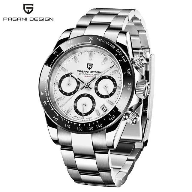 PAGANI DESIGN Montre à Quartz Étanche en Acier Inoxydable pour Homme