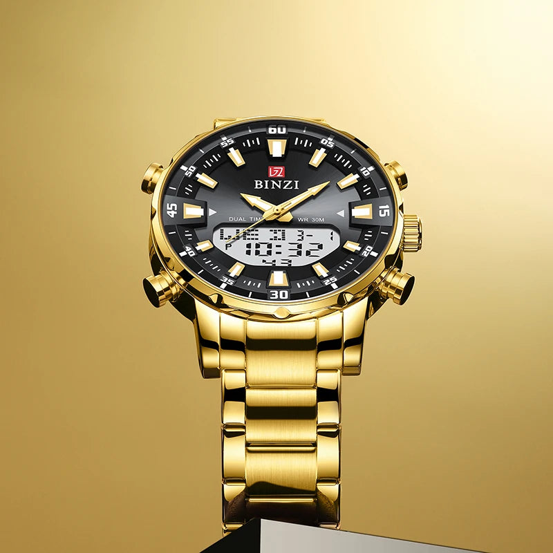 BINZI Montre Chronographe 50M étanche pour hommes