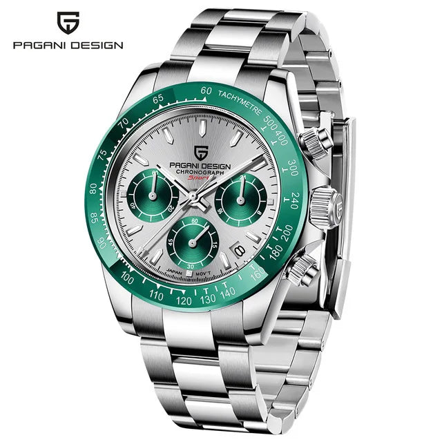 PAGANI DESIGN Montre à Quartz Étanche en Acier Inoxydable pour Homme
