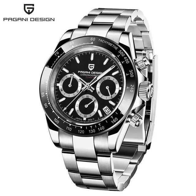 PAGANI DESIGN Montre à Quartz Étanche en Acier Inoxydable pour Homme