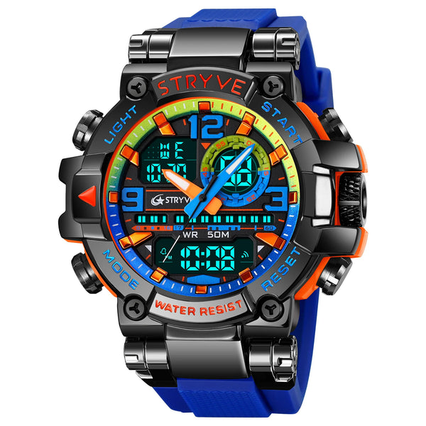 STRYVE Montre-bracelet de sport bleue pour homme